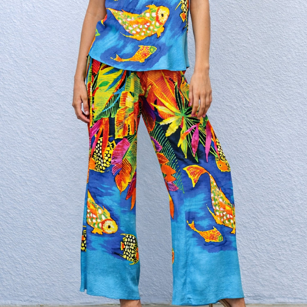 Long Wide Leg Pants - Montego Bay