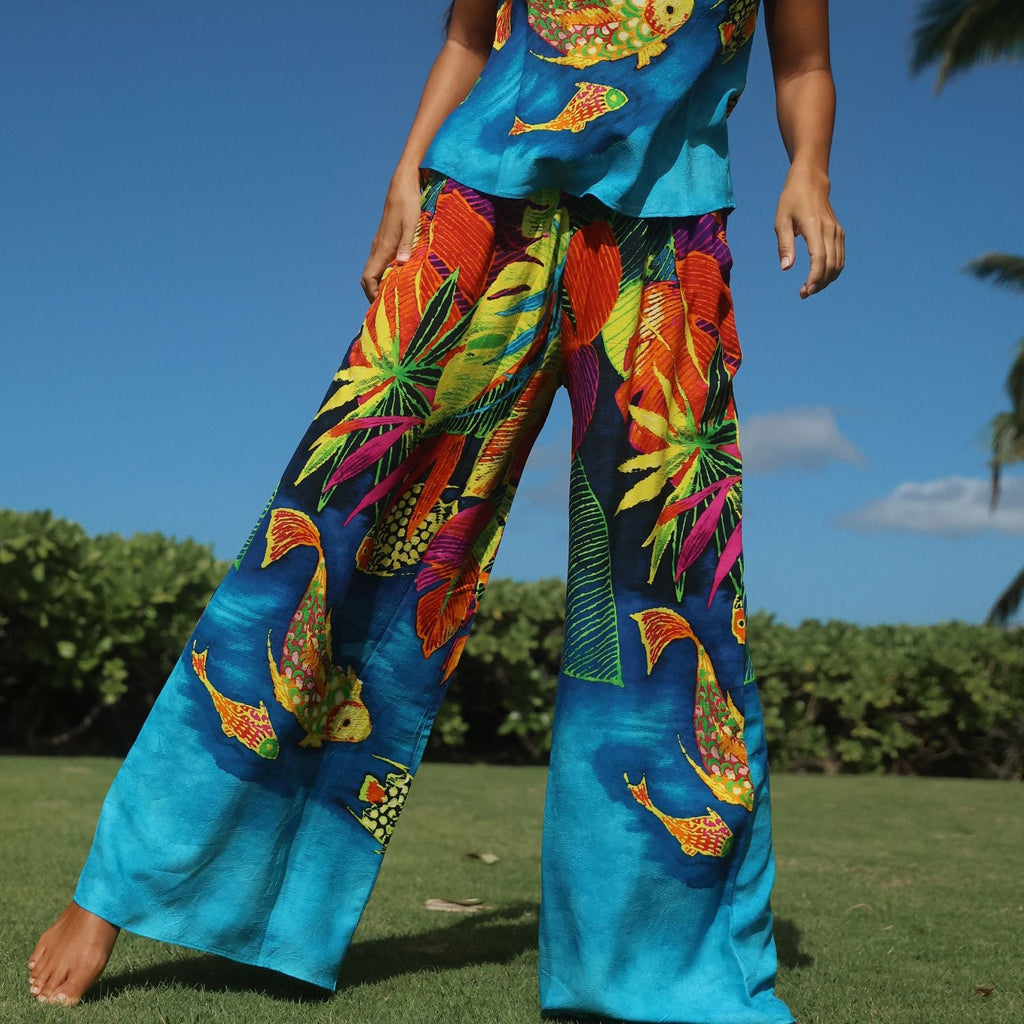 Long Wide Leg Pants - Montego Bay