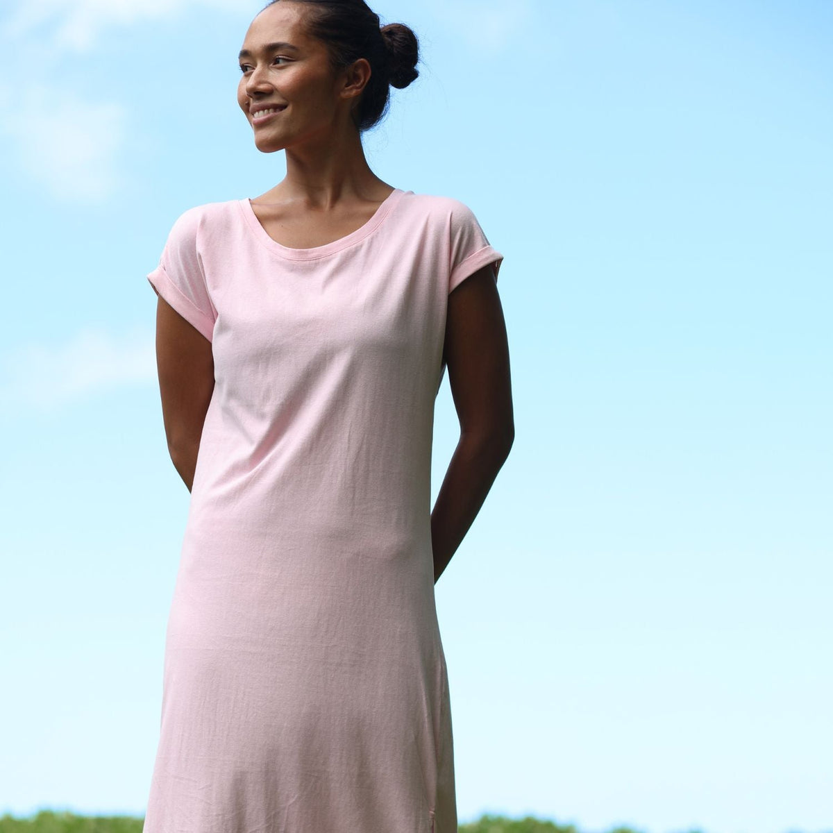 Ladies Solid Long Knit Dress