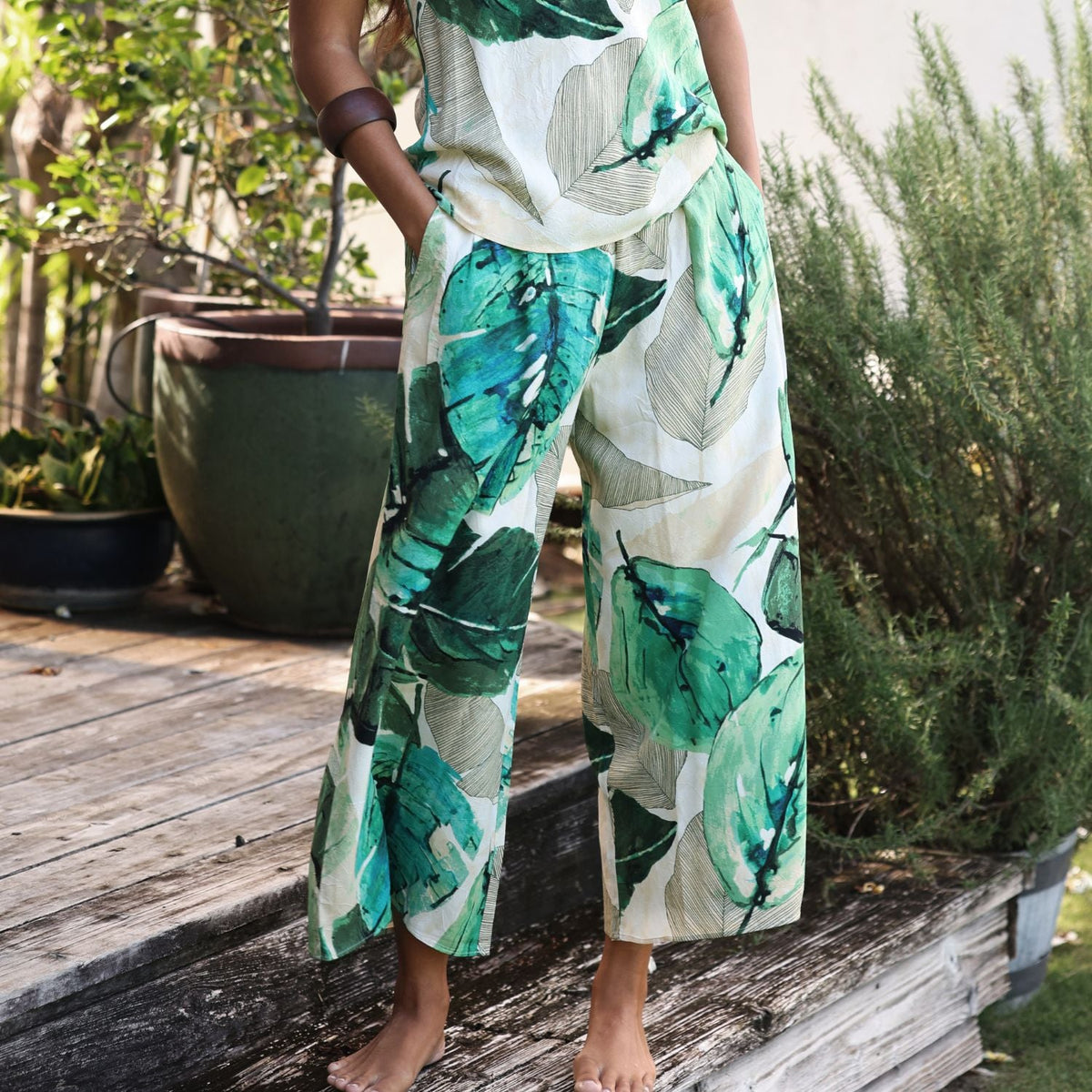 Cropped Wide Leg Pants - Palo Santo