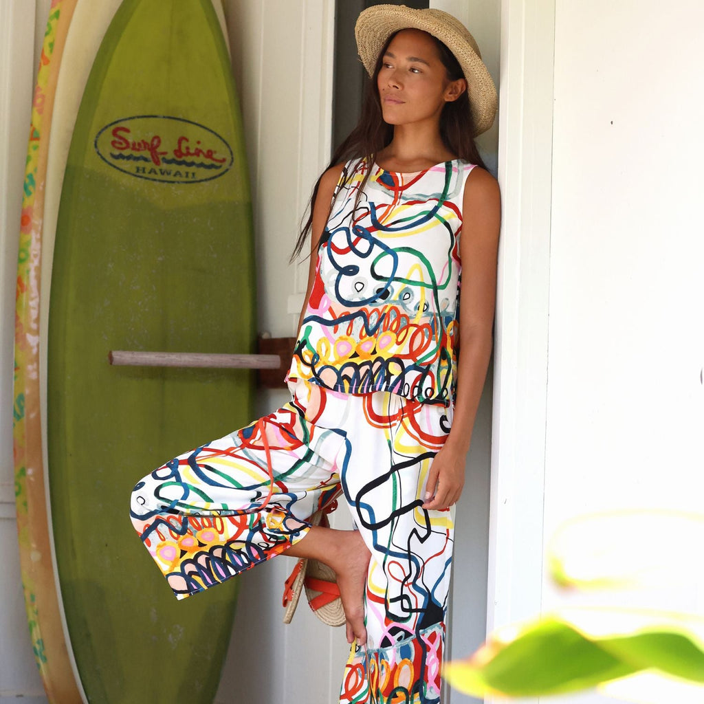 Cropped Wide Leg Pants- Loop De Loop