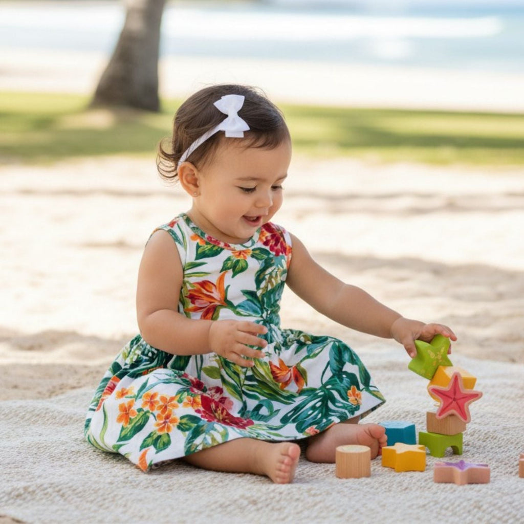 Baby/Toddler Girls Sleeveless Ruffle Dress - Tropical Vacation