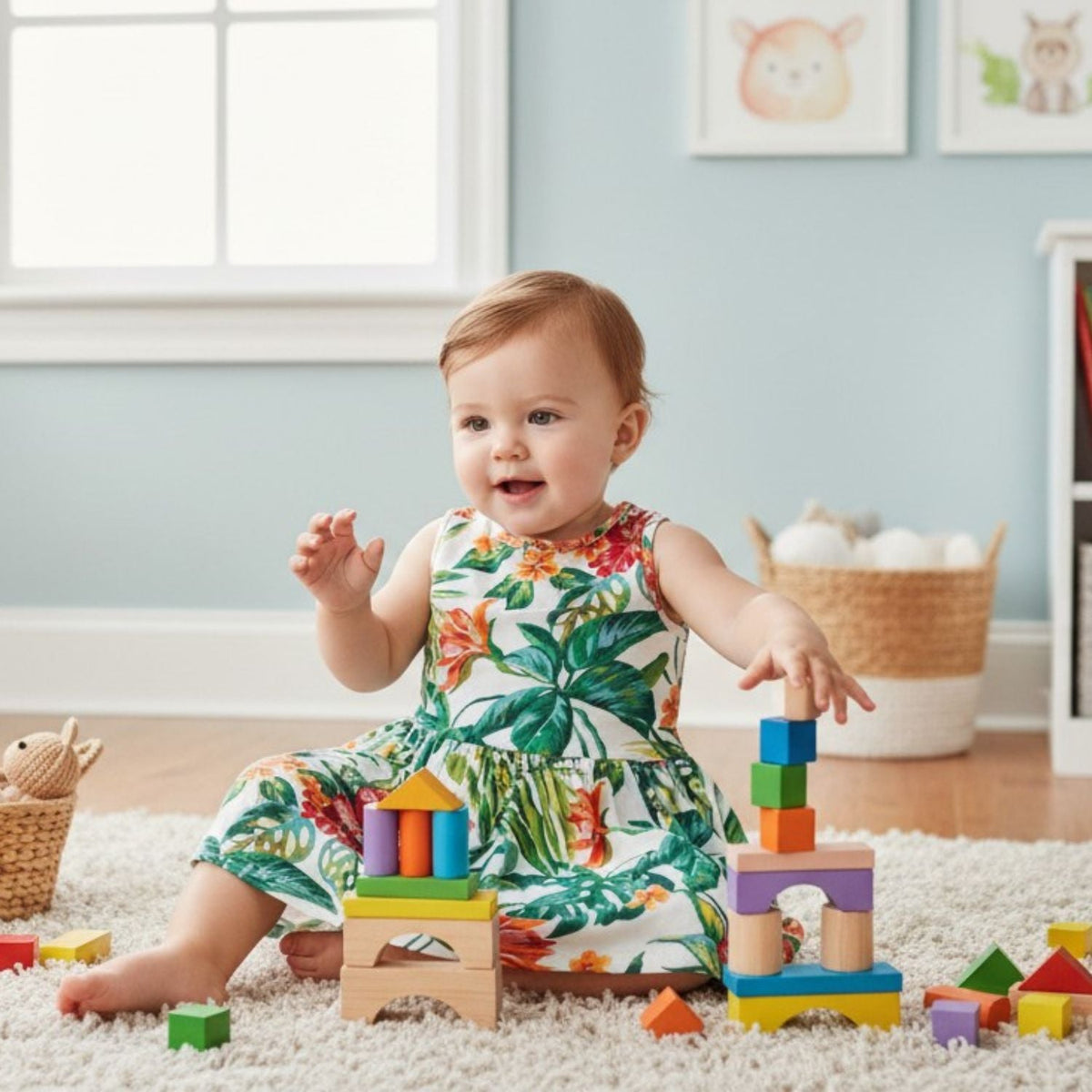 Baby/Toddler Girls Sleeveless Ruffle Dress - Tropical Vacation